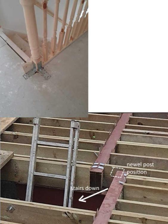 Newel post & steel beam.jpg